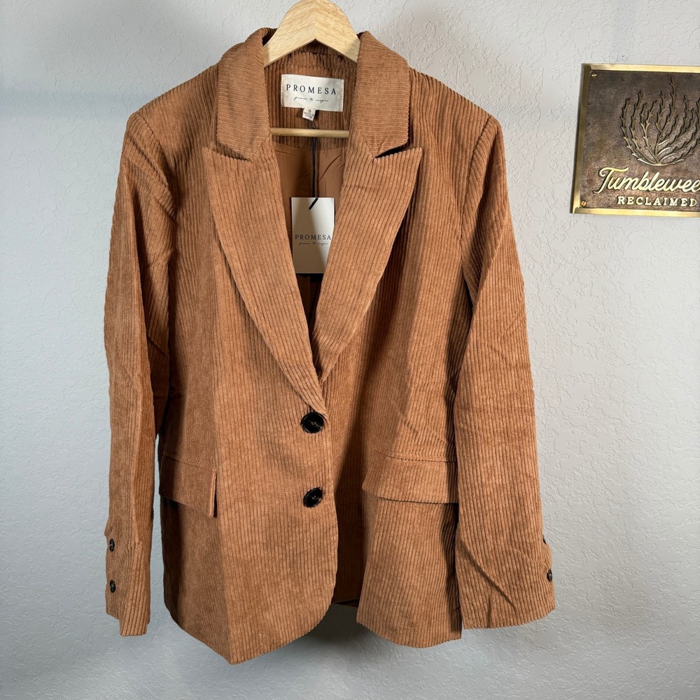 Promesa Corduroy Blazer Tan‎ Button Front Women's Size Small - Picture 3 of 8